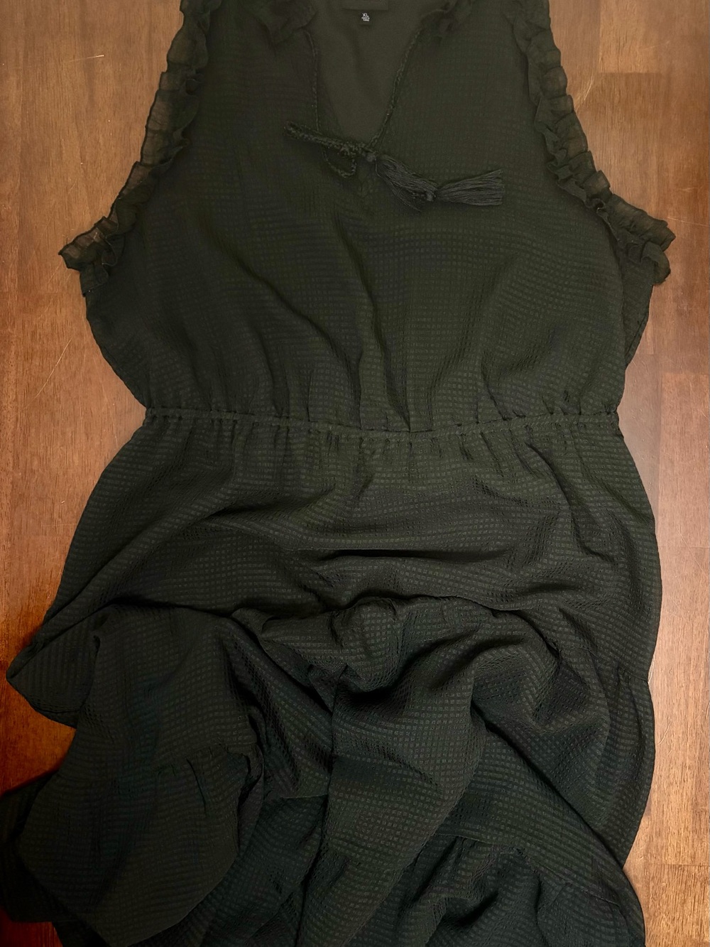 Who What Wear Black, Ruffle Sleeveless, Tiered Maxi Dress Size XL - Picture 3 of 4